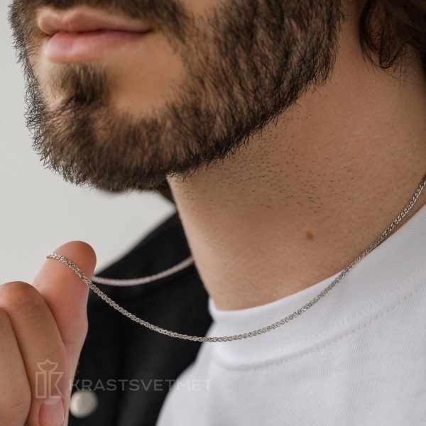 Цепь из белого золота 585, плетение «Нонна»